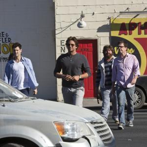 Still of Justin Bartha, Bradley Cooper, Zach Galifianakis and Ed Helms in Pagirios 3: velniai zino kur (2013)