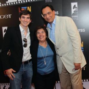 Jimmy Smits Dini Keane and Azel James honoring Bob Keane in the new documentary Latin Music USA