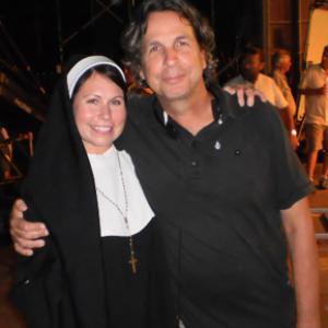 Peter Farrelly  AJ Boldt as a NUN on the Set of the Three Stooges