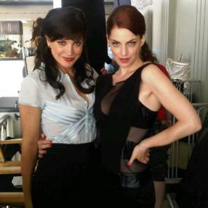 On set of Femme Fatales with Diana Gettinger
