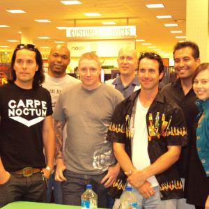 Karenssa pictured with author Shaun Jeffrey and some of the principal cast in The Kult at a book signing in Southern Califrnia