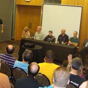 Actor/Patrick Barnitt on Star Trek Panel at Con-X, Kansas City, Sept 15th, 2012 with moderator/Dave Dryer, and actors Denise Crosby, Glenn Morshower, Walter Koenig, Bill Blair and Bob Gunton.