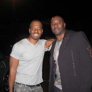 Director Marques T. Owens and actor Morris Chestnut while shooting for Untitled Jamie Foxx Documentary.