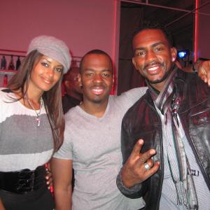 Director Marques T. Owens, Bill Bellamy, and Claudia Jordan. On set while shooting for Untitled Jamie Foxx Documentary.