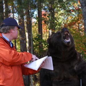 Richard Boddington negotiates a new contract with the grizzly bear on the set of, Against The Wild. October 2012.