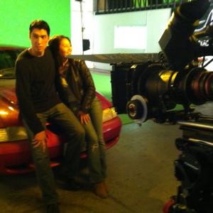 Jin Kelley and Sam Yim on set for The Art of Fighting