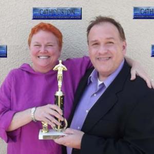 Molly Vernon and Wayne Slaten accepting award for Best Short in Houston, Texas for 2011 (our film COLD WAR)