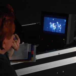 Molly working in the video studio at San Jacinto College Central with students on the short film The Master (Director).