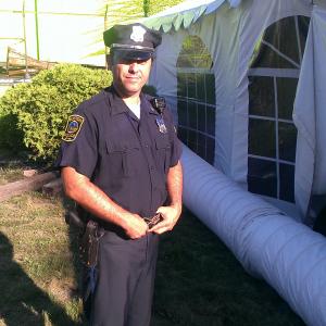 Tom on the set of The Heat as a Boston Police Officer