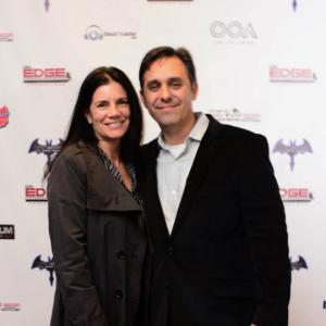 Tom on the red carpet premiere of Caped Crusader: The Dark Hours film with his assistant Stacey Corbett.
