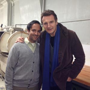on the set of A Walk Among the Tombstones with Liam Neeson