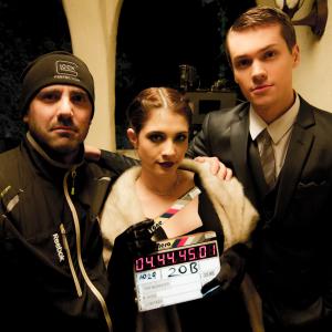Cinematographer John DeFazio with ActressDirector Niki Koss and actor Torran Kitts on the set of The Monroes