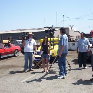 Behind Scene at Turners Auto Wrecking during the Filming of HOT ROD HORROR