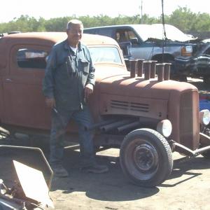 Jerry Turner Standing in Front of My Hot Rod I drove and did most of the stunts in HOT ROD HORROR I also played the Ghost Security Guard in Our Film Fun