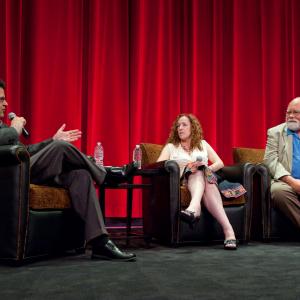 Host Rob Engle director Catherine Owens and director of 3D photography Peter Anderson during the presentation of U2 3D at the Academy of Motion Picture Arts and Sciences in Beverly Hills on July 6 2010