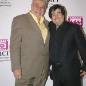 Actor Luis Couturier Left and director of AMCI Pedro Araneda Right on the red carpet of the AMCI Awards