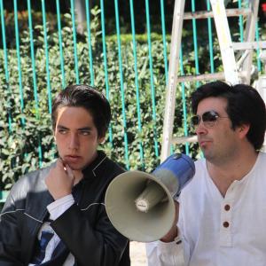 Actor Pedro Rubn Araneda Left and Director Pedro Araneda Right on the set of Sugar Candy