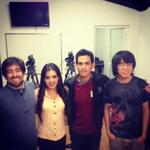 Pedro Araneda with crew of TV segment TOPLESS BOX OFFICE