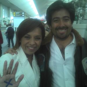 Josefina Vázquez Mota, ex presidencial candidate in Mexico and Pedro Araneda at the airport.