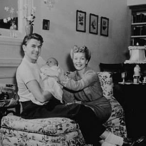 Ronald Reagan at home with wife Jane Wyman and daughter Maureen C 1942
