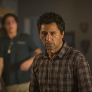 Still of Cliff Curtis Elizabeth Rodriguez and Lorenzo James Henrie in Fear the Walking Dead 2015