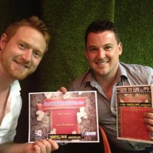 Mark Watson Editor and Declan Reynolds Writer  Producer  Director  Actor at Naas Short Film Festival 2012 LOSE THE BOOZE 2012 wins Best Comedy