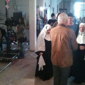 LIMP  BAILEY on set of THE GAELIC CURSE with some Nuns