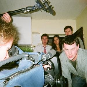 Declan Reynolds filming a scene in SEER 2008 with cast members Donal Patterson Siobhan Lam and Damien Hannaway