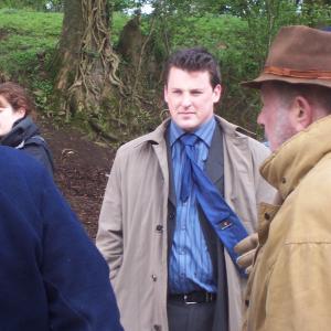 Declan Reynolds as MR KINGSTON Estate Agent on set with Nicolas Roeg before a scene for PUFFBALL 2008 Filmed on location in May 2006