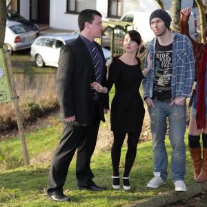 Declan Reynolds (Eugene), Niamh Maher (Una), Brendan O'Rourke (Donal) and Grace Kelley (Gwen) in RTÉ's 'Free House' http://www.rte.ie/storyland http://www.facebook.com/rtefreehouse