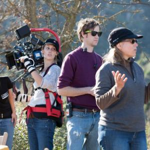 Alicia Fischmeister, Kristina Schulte-Eversum, Michael M. McGuire, and Marita Grabiak on the set of Zephyr Springs.