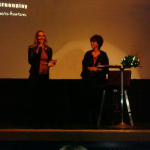 Producer, Linda Kruse accepting the SLATE Award for Best Screenplay for 