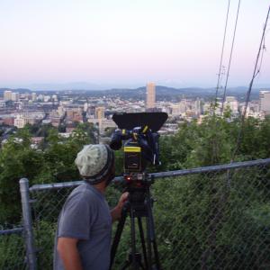 Derek Hallquist shooting Sunset in Portland, Oregon.