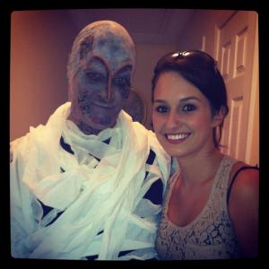Film: ENCOUNTER. Character: Ancient Alien. Director: Chad Farmer. Pictured with SFX Make-up Artist: Kacie Faulling