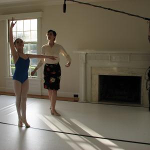 Olesia Shewchuk (as Madame Savina) and Gillian Lonergan (as Samantha) on set of the feature film, DANCING WITH SHADOWS (2012).