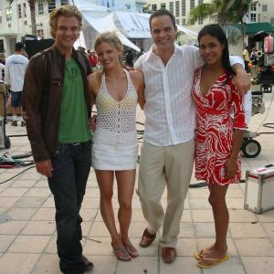 Taylor Handley Chelsey Crisp Michael Kelly Daniella Alonso on the set CSI Miami