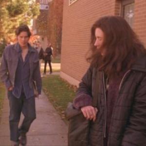 Kris Lemche left Emily Perkins center and Joey Gowdy right on the set of Ginger Snaps in Canada