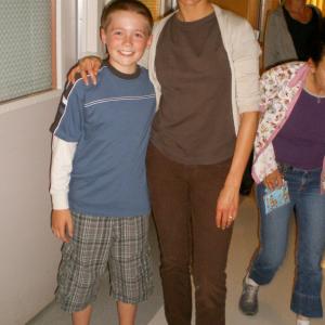 Brennan Bailey and Cameron Diaz on the set of My Sister's Keeper