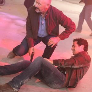 Still of Terry OQuinn and Ramon Rodriguez in Gang Related 2014
