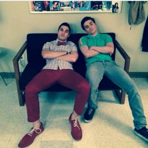 Darren Criss and Christopher Troy on set of Glee