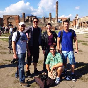 Director Ben Demaree, Jhey Castles, and Dylan Vox filming Apocalypse Pompeii