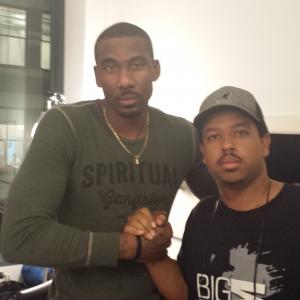 Marvin Williams and Amare Stoudemire on the set of Chef Maxs Kitchen
