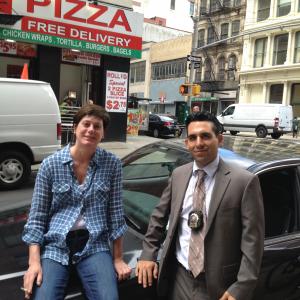 Janet Paparazzo and Larry Nuñez on the set of Taxi Brooklyn.