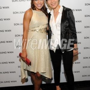 Caption NEW YORK NY  SEPTEMBER 07 LR Actress Toni Trucks and desinger Son Jung Wan attend the Son Jung Wan show during Spring 2014 MercedesBenz Fashion Week at The Studio at Lincoln Center on September 7 2013 in New York City Photo by Desiree