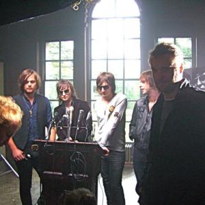Jeff T. Thomas on set directing a music video for rock band Jet.