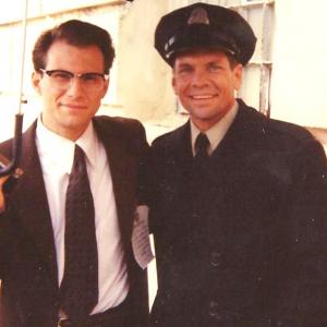 With Christian Slater on the set of Murder In The First wKevin BaconGary OldmanWilliam H Macy and lots of great character actors!I am Alcatraz guard Tom Wimer and testify against Kevin in this gripping film Warner Bros