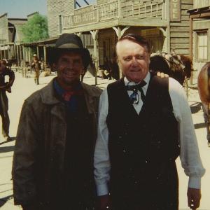 On the set of The Magnificent 7 with Robert Vaughn Man from UncleQuite a tan Ive got there!!