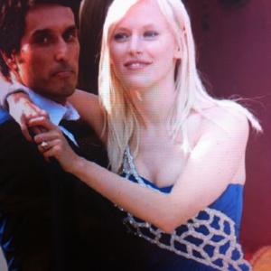 Anna Sherbinina with french actor Vincent Elbaz on set of french blockbuster LA VERITE SI JE MENS 3