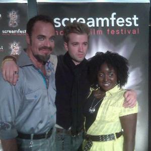 Ambrit Millhouse Anton Troy and Thomas Colby at the SCREAMFEST 2011 Premiere of CHILLERAMA Hollywood CA United States