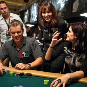 Matt Damon Tiffany Michelle and Annie Duke playing the 3rd Annual Ante Up for Africa celebrity charity poker tournament